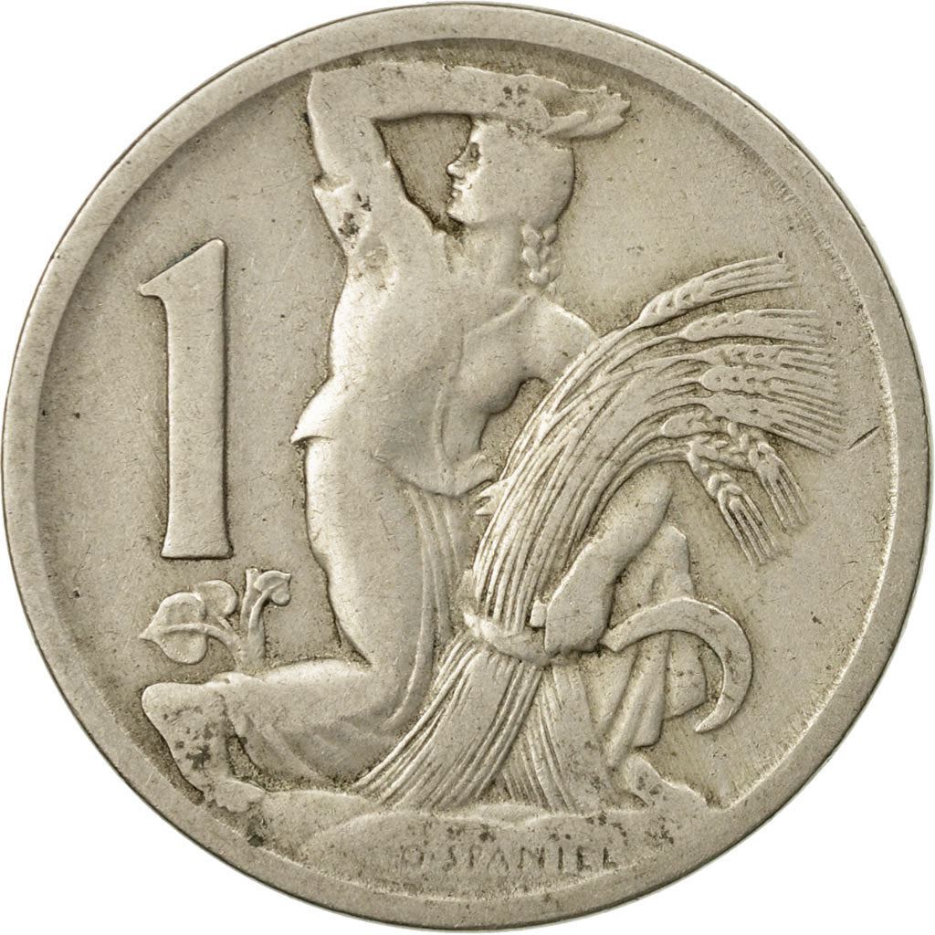 Czechoslovakia | 1 Koruna Coin | Sickle | Lion | KM4 | 1922 - 1938