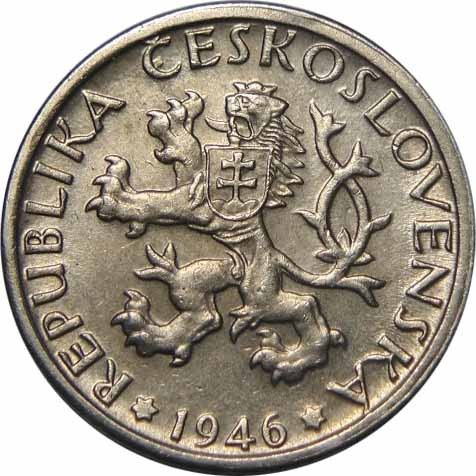 Czechoslovakia 1 Koruna | Sickle | Lion | KM19 | 1946 - 1947