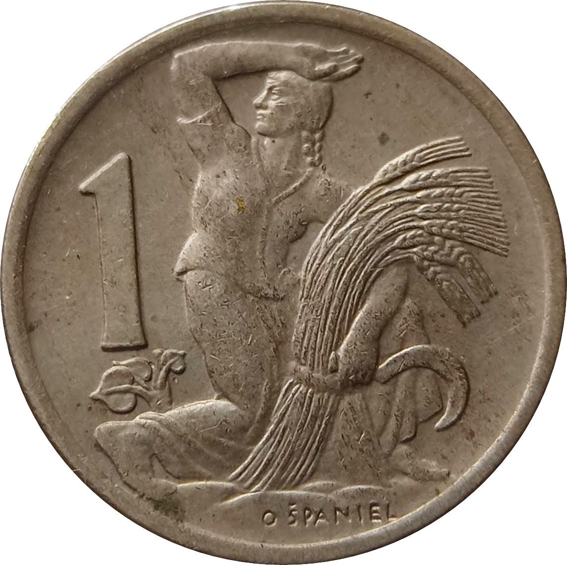 Czechoslovakia 1 Koruna | Sickle | Lion | KM19 | 1946 - 1947