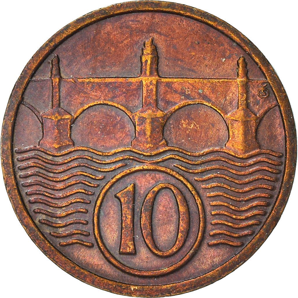 Czechoslovakia | 10 Haleru Coin | Charles Bridge | Prague | KM3 | 1922 - 1938