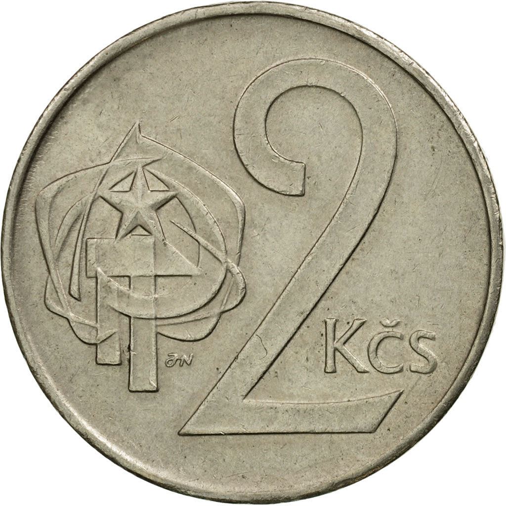 Czechoslovakia 2 Koruny Coin | Hammer | Sickle | Star | Linden Leaf | KM75 | 1972 - 1990