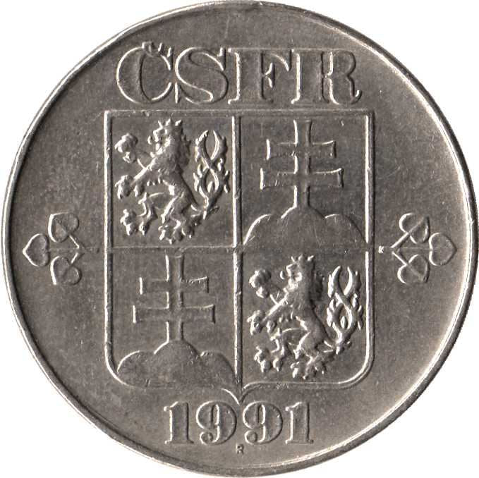 Czechoslovakia | 2 Koruny Coin | Linden Leaf | KM148 | 1991 - 1992