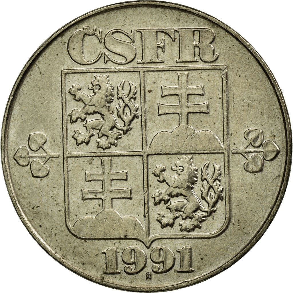 Czechoslovakia | 2 Koruny Coin | Linden Leaf | KM148 | 1991 - 1992