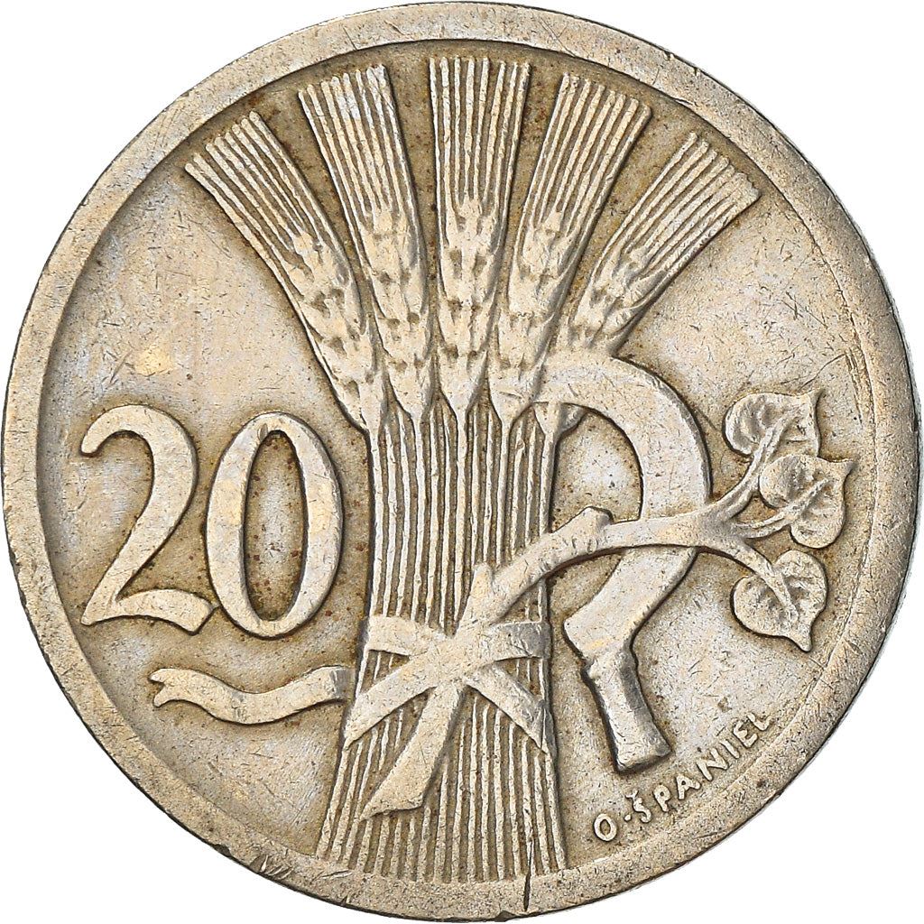 Czechoslovakia | 20 Haleru Coin | Sickle | Lime Sprig | KM1 | 1921 - 1938