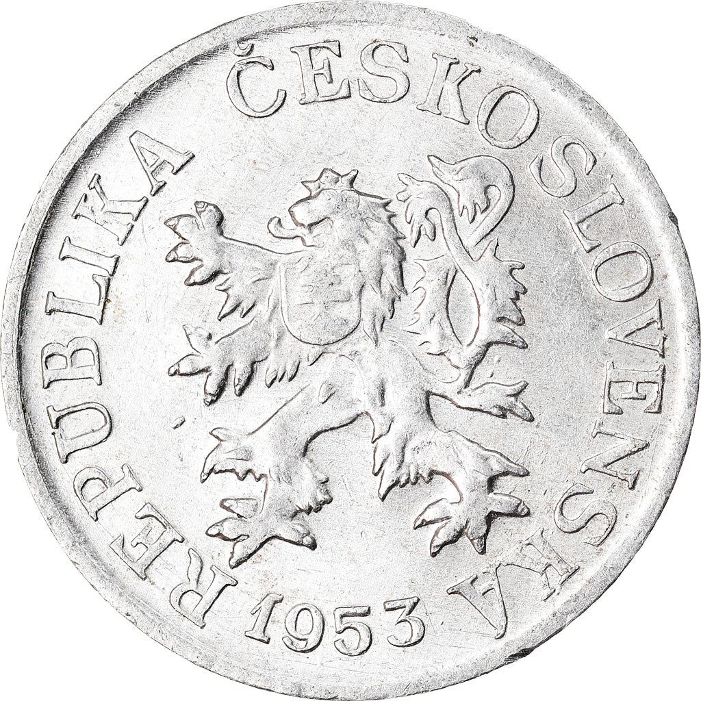 Czechoslovakia | 3 Halere Coin | Lion | Linden Wreath | KM36 | 1953 - 1954