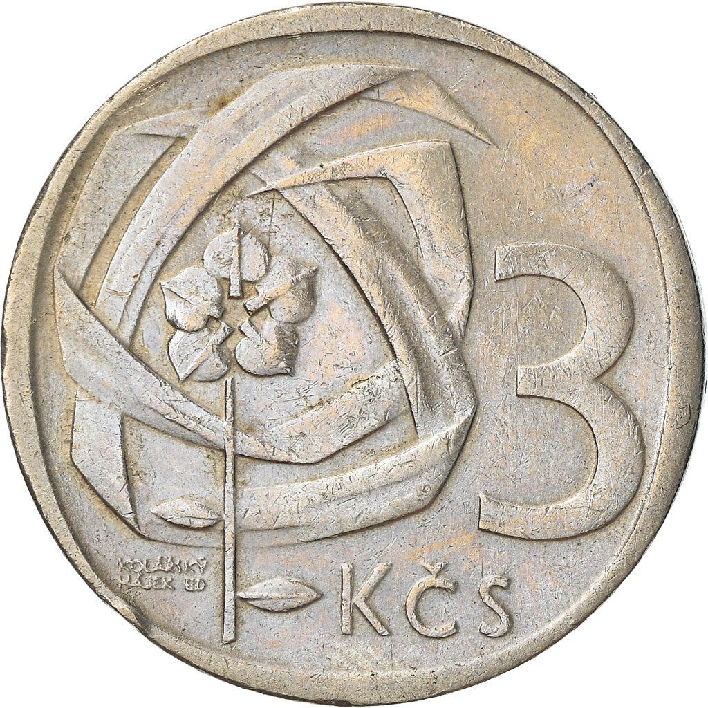 Czechoslovakia | 3 Koruny Coin | Linden Leaves | KM57 | 1965 - 1969