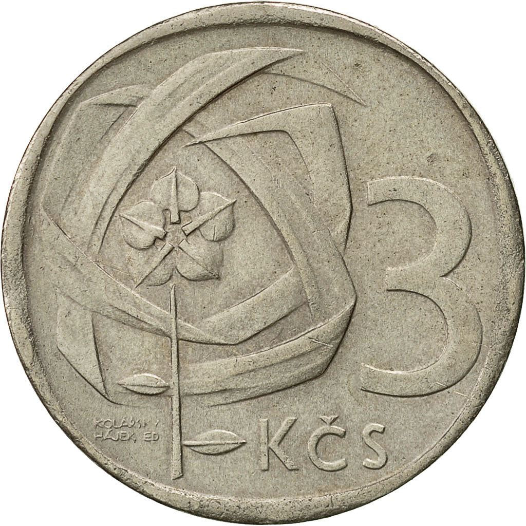 Czechoslovakia | 3 Koruny Coin | Linden Leaves | KM57 | 1965 - 1969