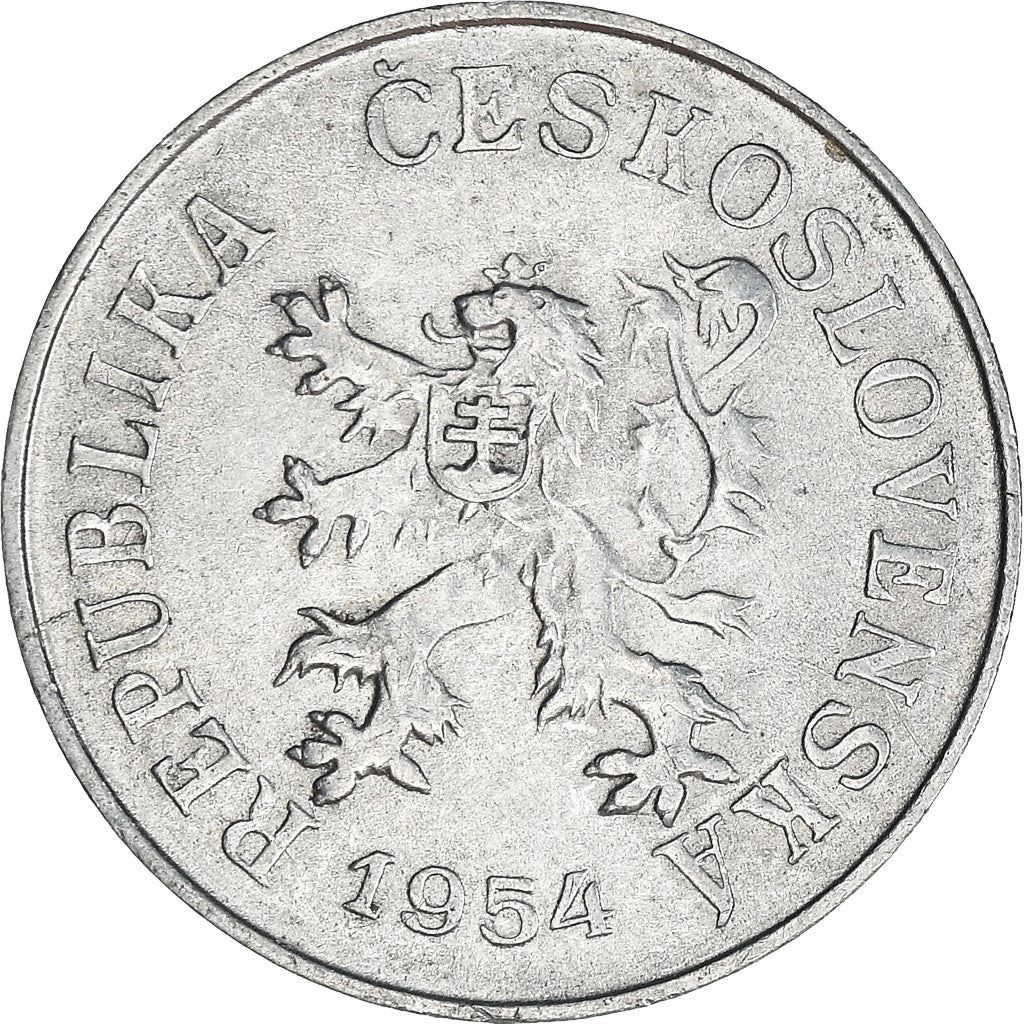 Czechoslovakia | 5 Haleru Coin | Lion | Linden Wreath | KM37 | 1953 - 1955