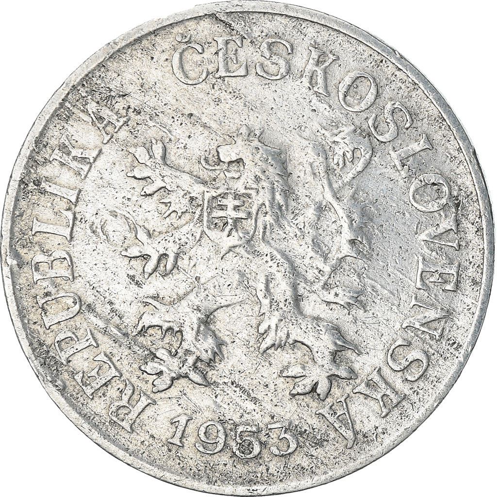 Czechoslovakia | 5 Haleru Coin | Lion | Linden Wreath | KM37 | 1953 - 1955