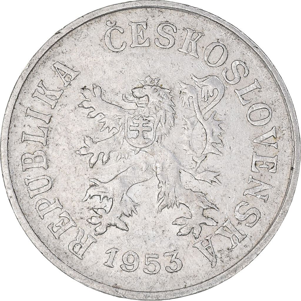 Czechoslovakia | 5 Haleru Coin | Lion | Linden Wreath | KM37 | 1953 - 1955