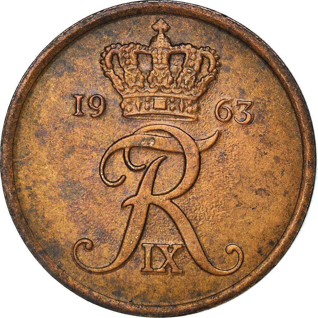 Danish 1 Ore Coin | King Frederik IX Monogram | KM846 | Denmark | 1960 - 1964