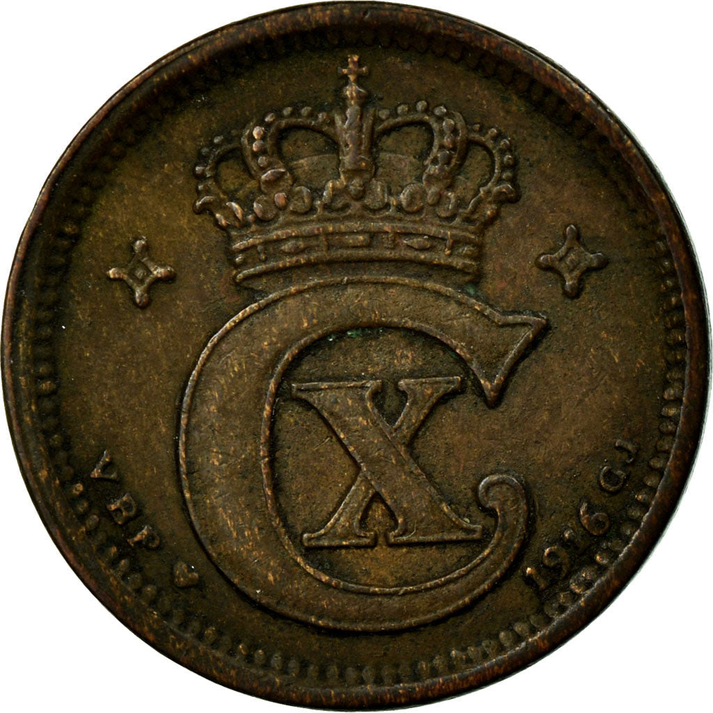 Danish Coin 1 Øre | Christian X | Norse Scroll | KM812 | Denmark | 1913 - 1923