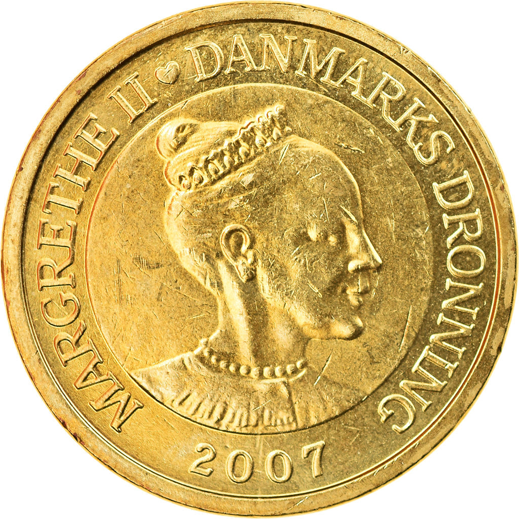 Danish Coin 10 Kroner | Queen Margrethe II 4th portrait | Oak Leaves | KM896 | Denmark | 2004 - 2010