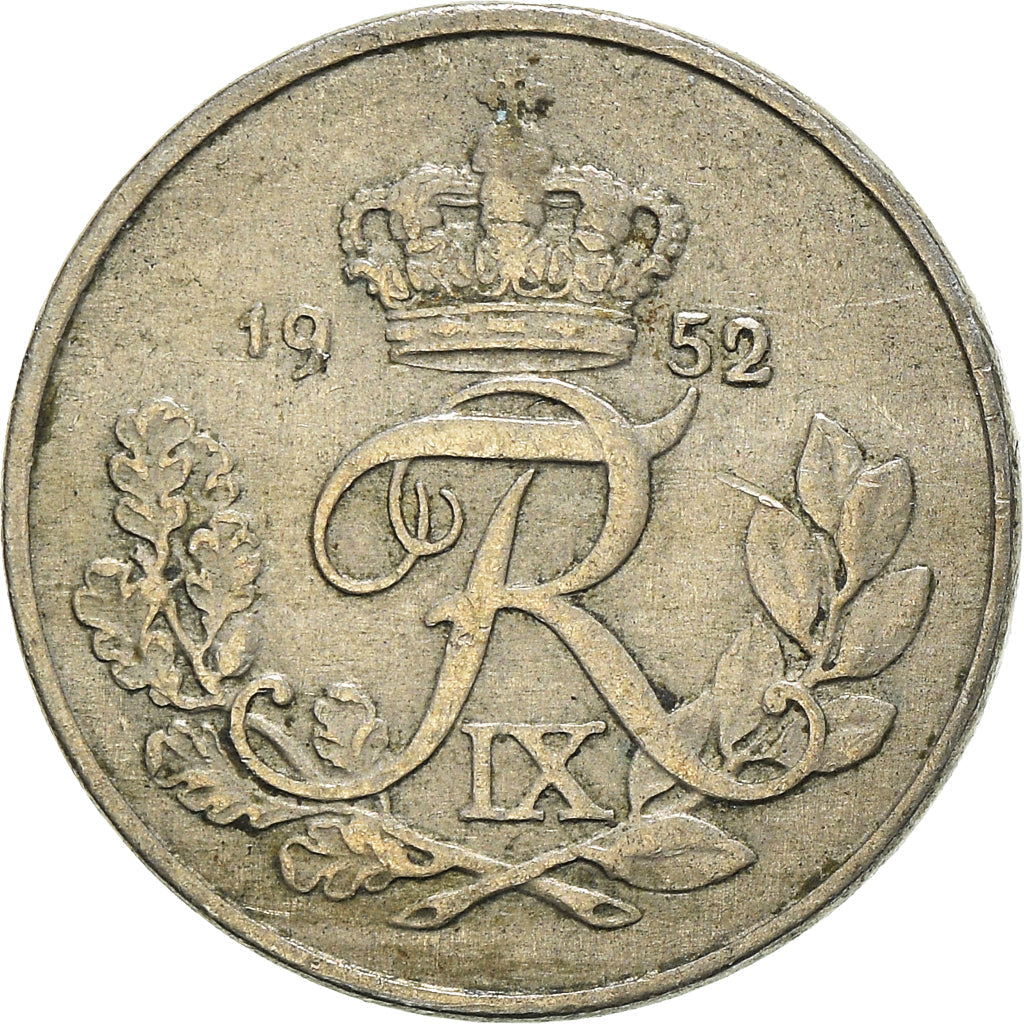 Danish Coin 10 Øre | King Frederik IX Monogram | KM841 | Denmark | 1948 - 1960