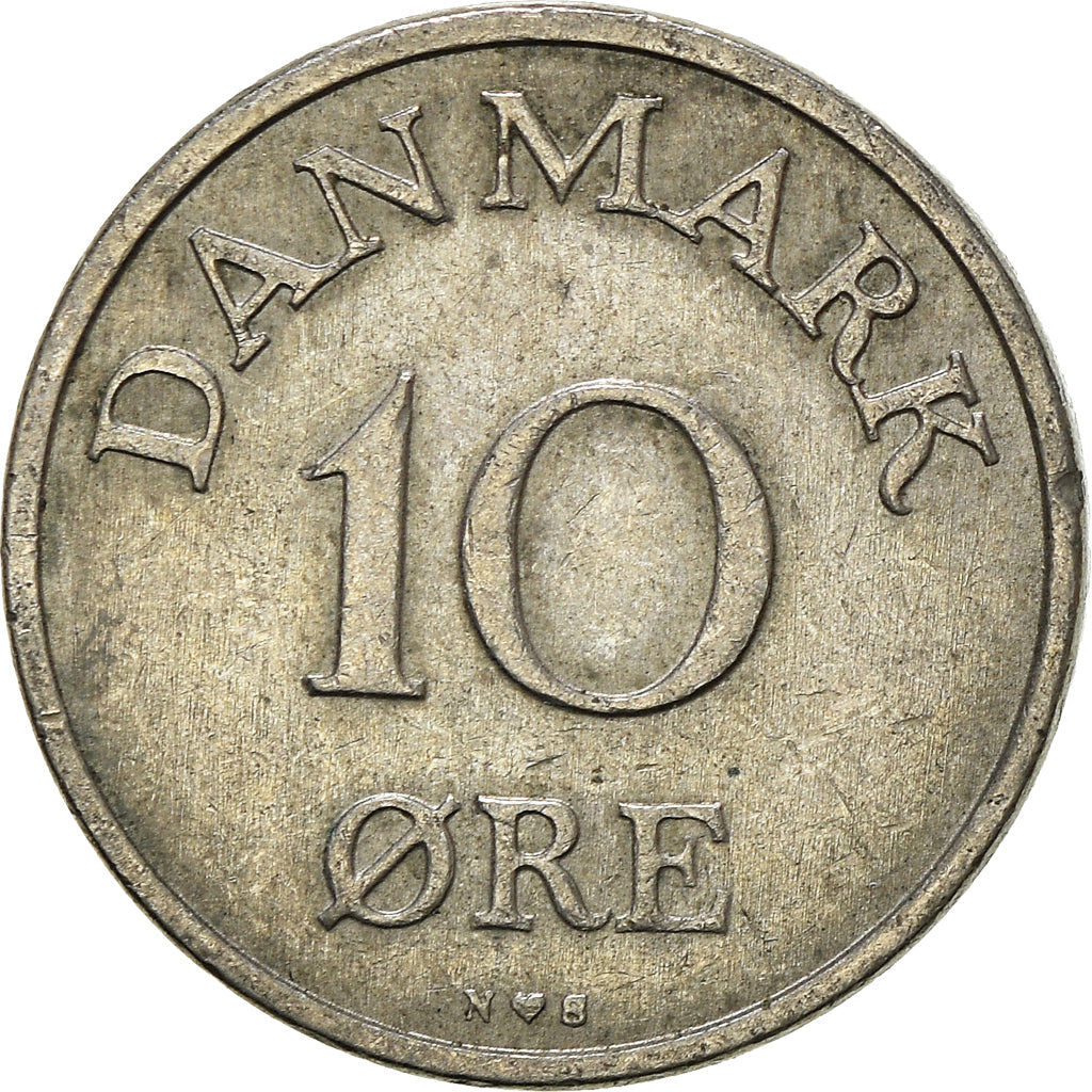 Danish Coin 10 Øre | King Frederik IX Monogram | KM841 | Denmark | 1948 - 1960