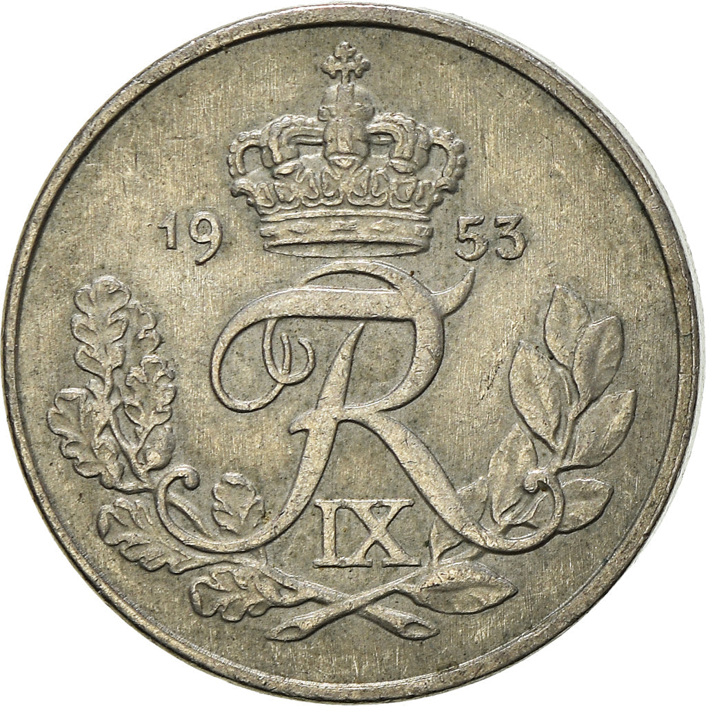 Danish Coin 10 Øre | King Frederik IX Monogram | KM841 | Denmark | 1948 - 1960