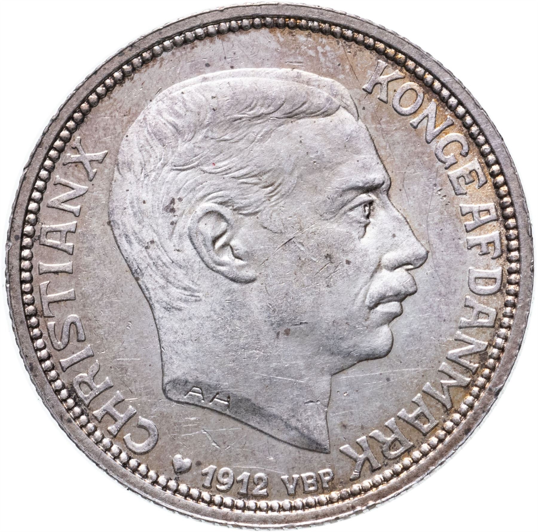 Danish Coin 2 Kroner | Christian X | Frederik VIII Death | KM811 | Denmark | 1912