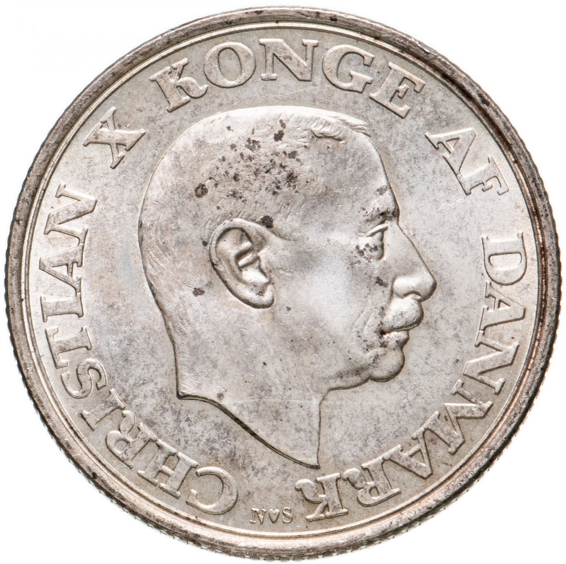 Danish Coin 2 Kroner | Christian X King's Birthday | KM836 | Denmark | 1945