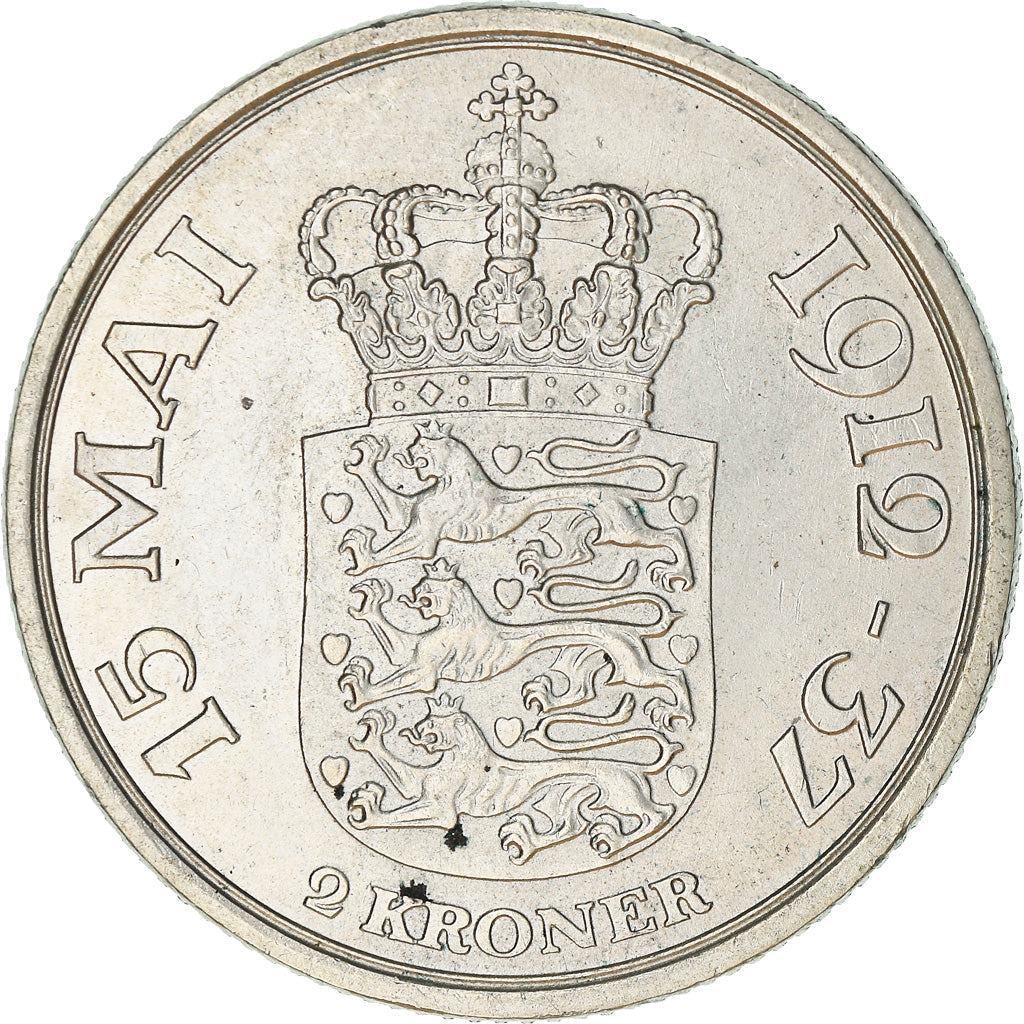 Danish Coin 2 Kroner | Christian X Silver Jubilee of Reign | KM830 | Denmark | 1937