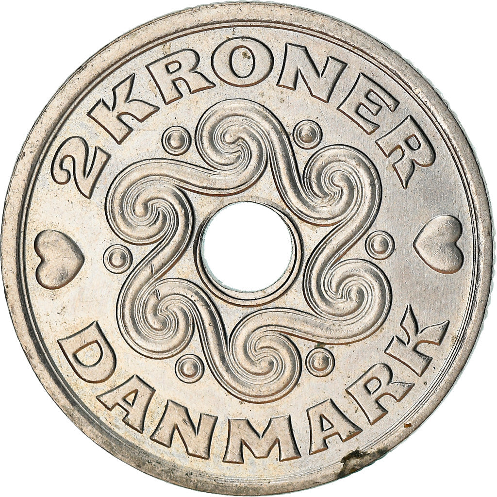 Danish Coin 2 Kroner | Queen Margrethe II | KM874 | Denmark | 1992 - 2021