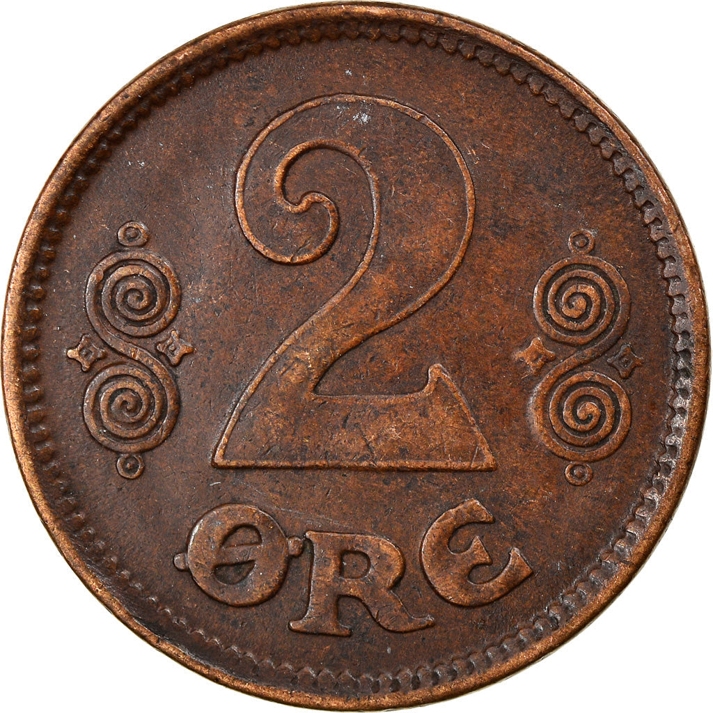 Danish Coin 2 Øre | King Christian X Monogram | Norse Scroll | KM813 | Denmark | 1913 - 1923