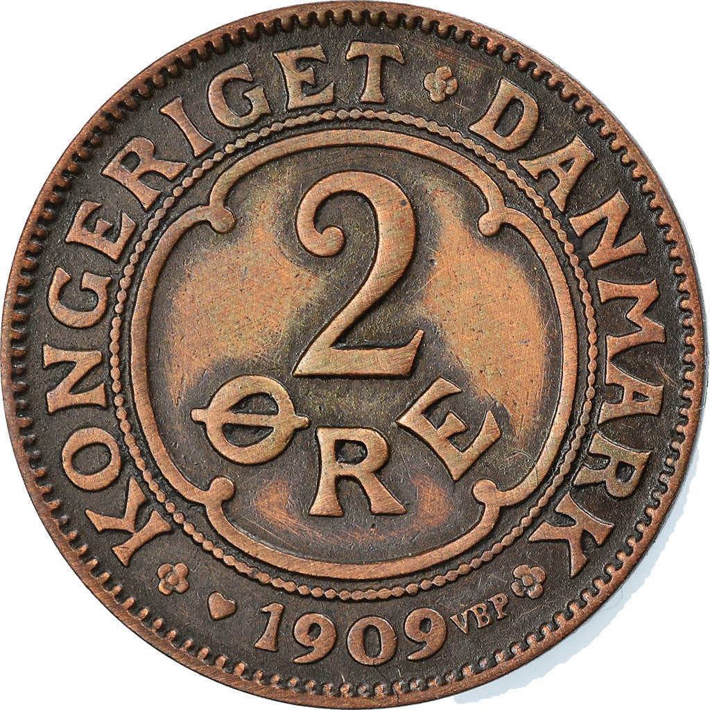 Danish Coin 2 Øre | King Frederik VIII Monogram | KM805 | Denmark | 1907 - 1912