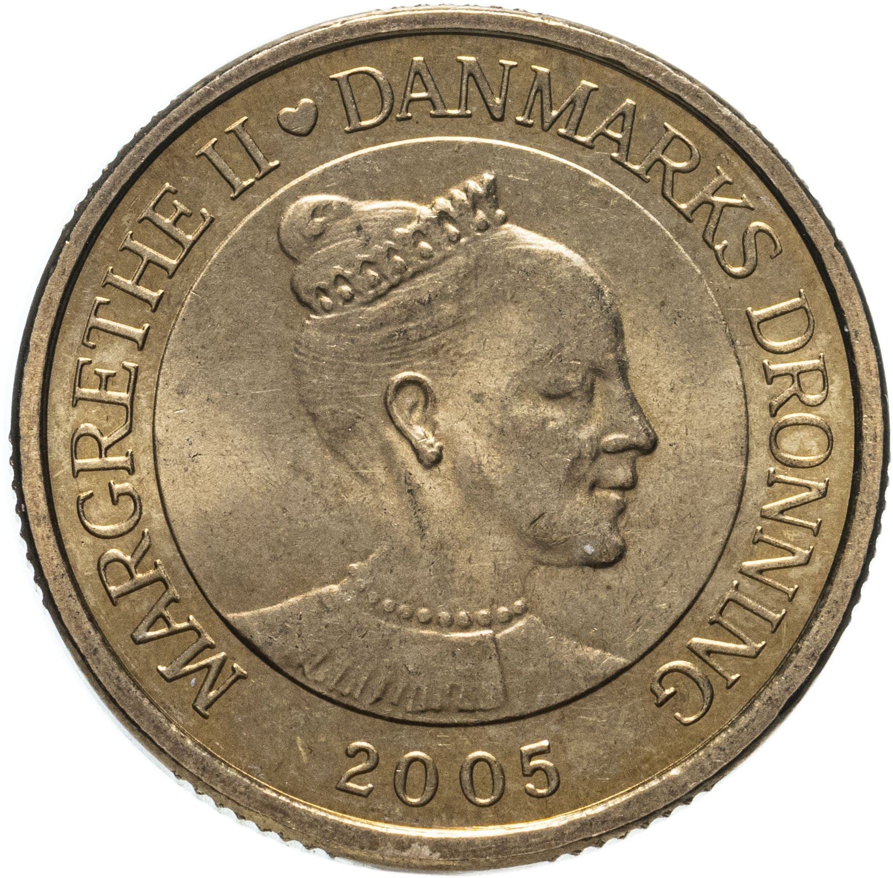 Danish Coin 20 Kroner | Queen Margrethe II 4th portrait | KM891 | Denmark | 2003 - 2010