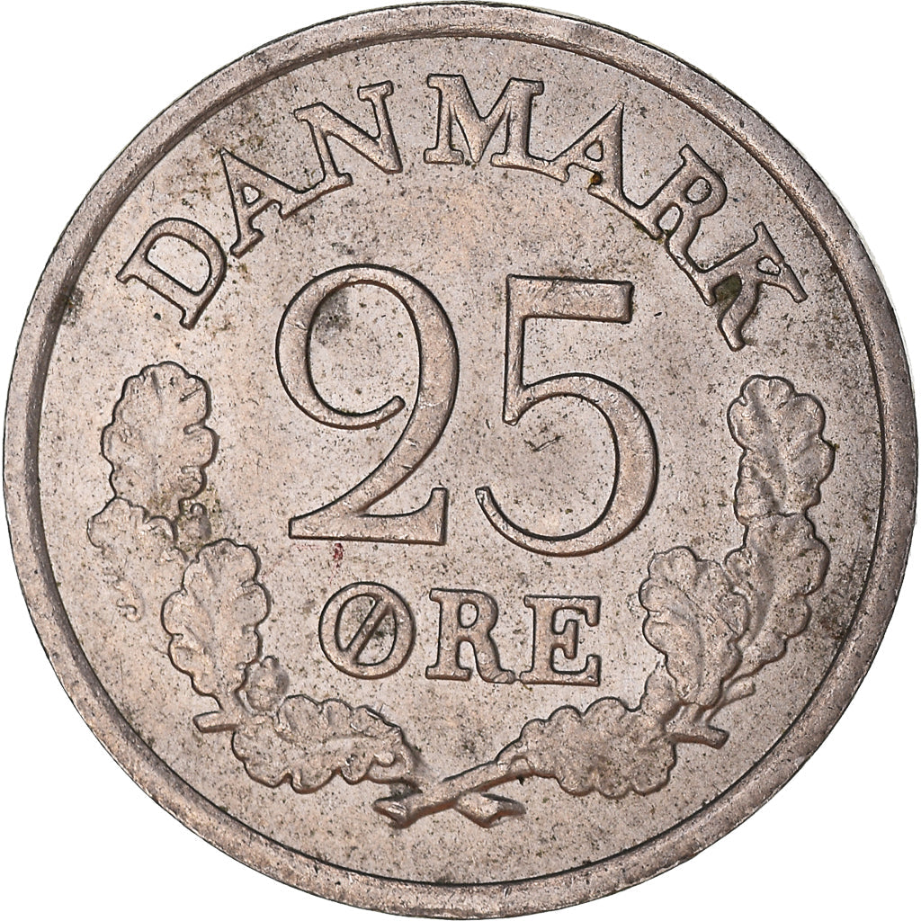 Danish Coin 25 Øre | King Frederik IX | Oak Tree | KM850 | Denmark | 1960 - 1967