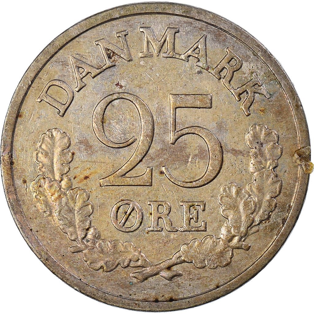 Danish Coin 25 Øre | King Frederik IX | Oak Tree | KM850 | Denmark | 1960 - 1967