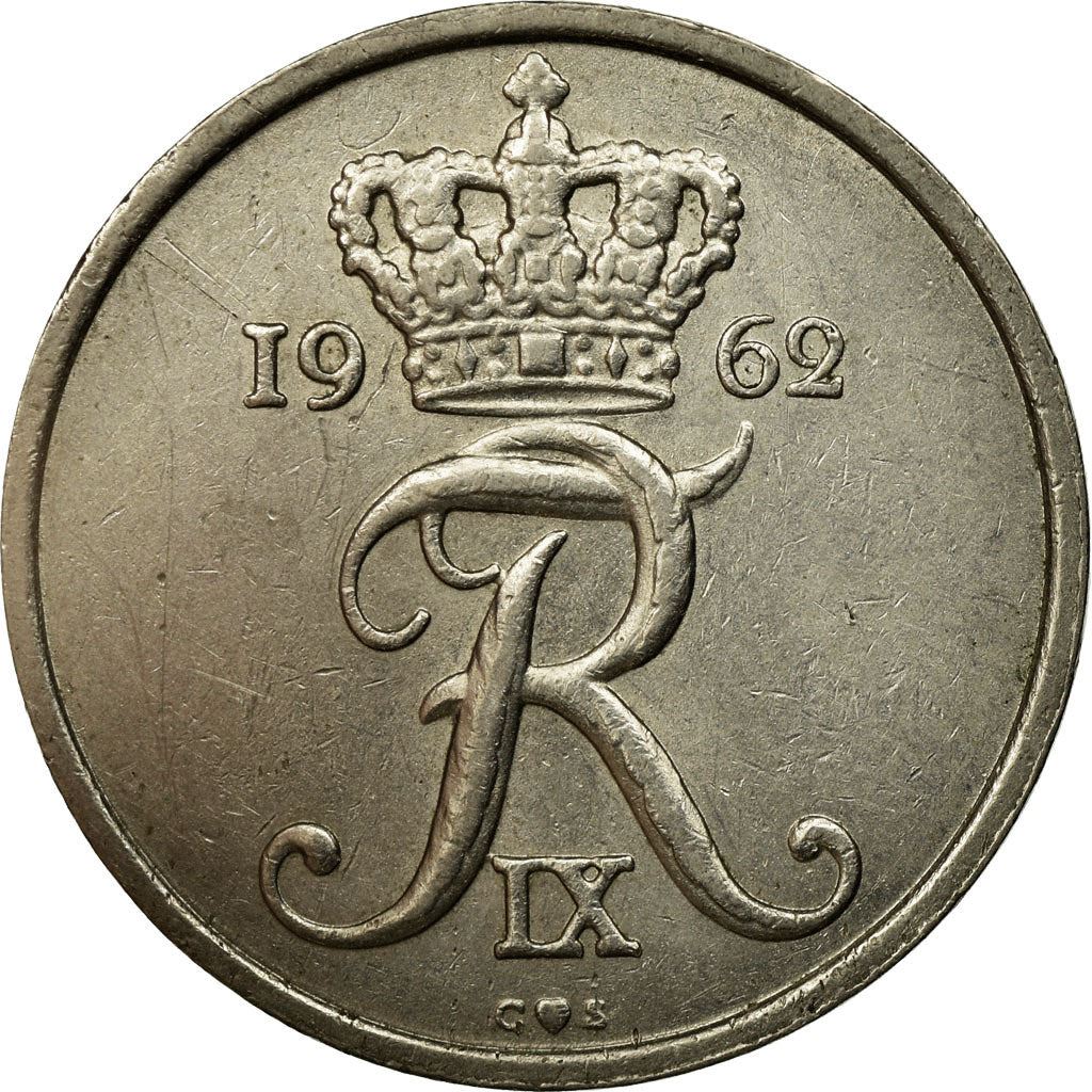 Danish Coin 25 Øre | King Frederik IX | Oak Tree | KM850 | Denmark | 1960 - 1967