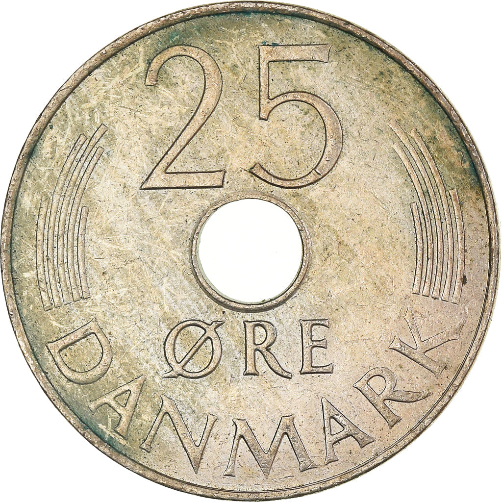 Danish Coin 25 Øre | Queen Margrethe II | Barley Ears | KM861 | Denmark | 1973 - 1988