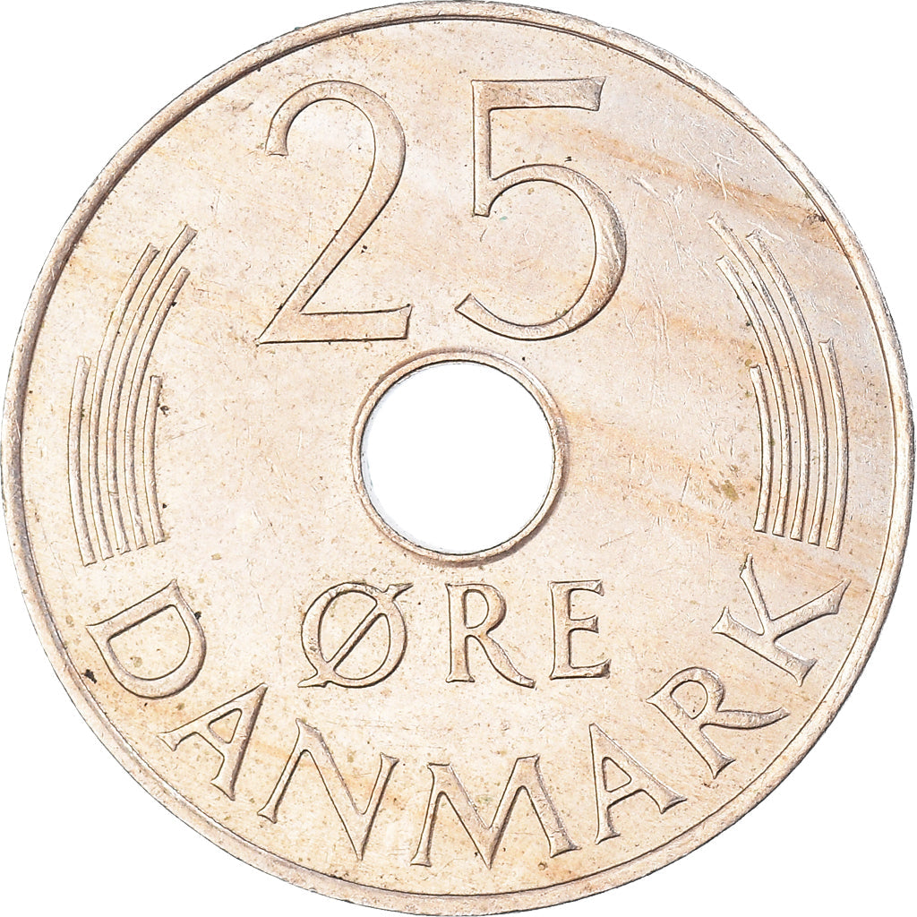 Danish Coin 25 Øre | Queen Margrethe II | Barley Ears | KM861 | Denmark | 1973 - 1988