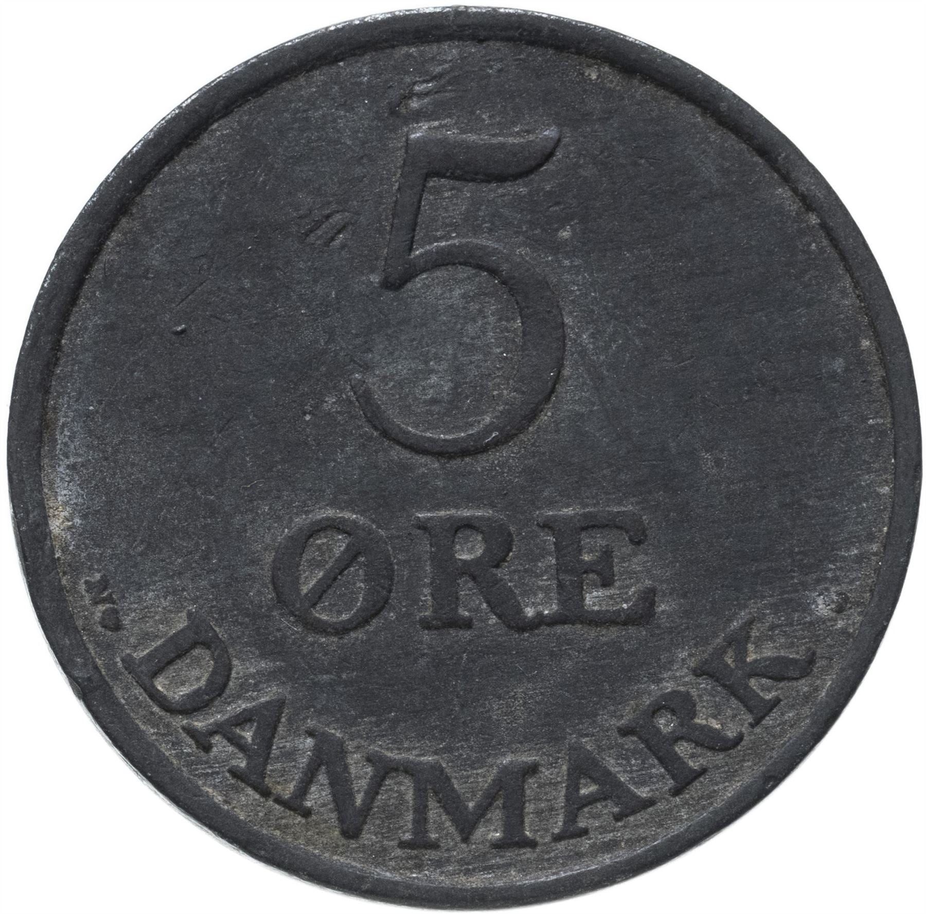 Danish Coin 5 Øre | King Frederik IX Monogram | KM843 | Denmark | 1950 - 1964