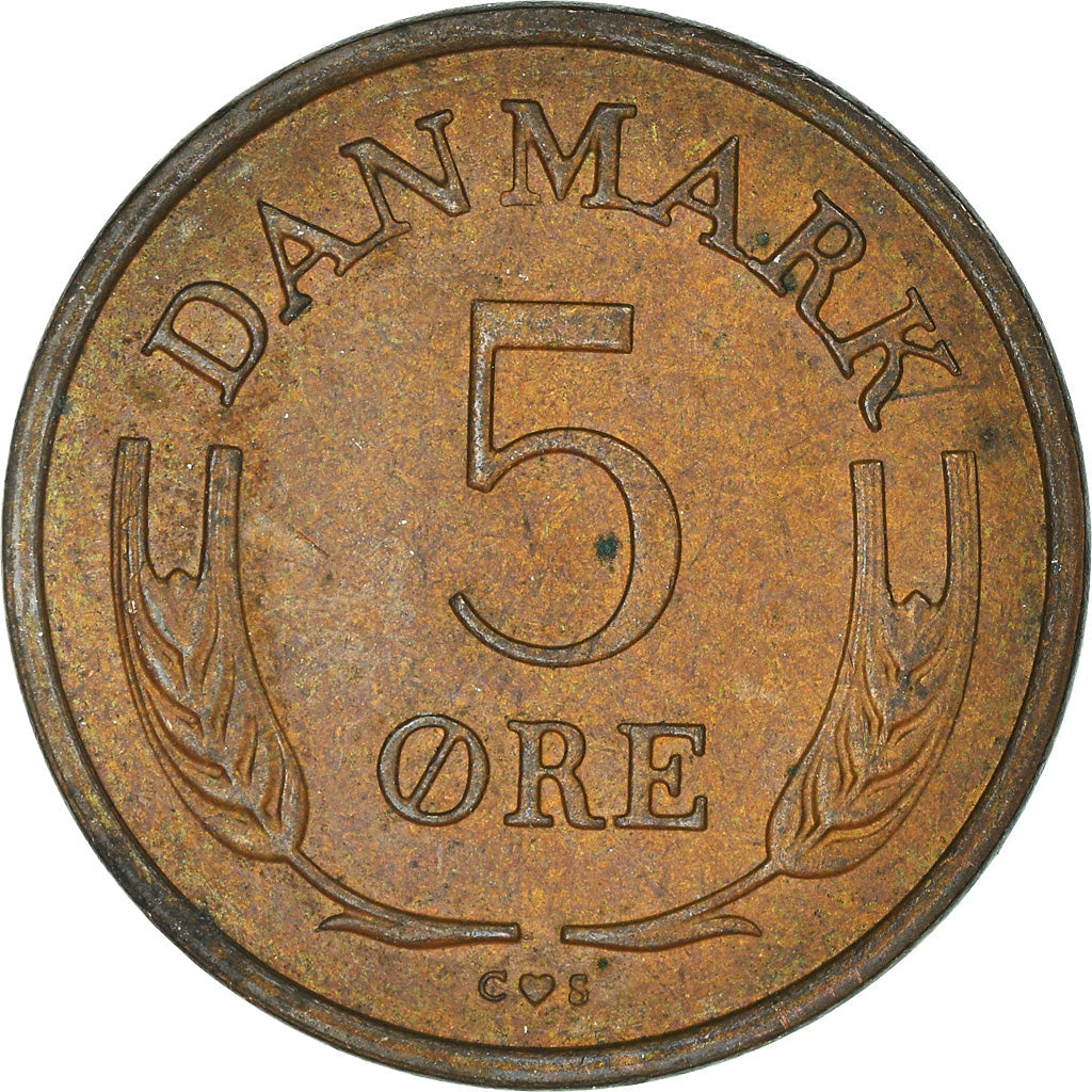 Danish Coin 5 Øre | King Frederik IX | Wheat Ears | KM848 | Denmark | 1960 - 1972