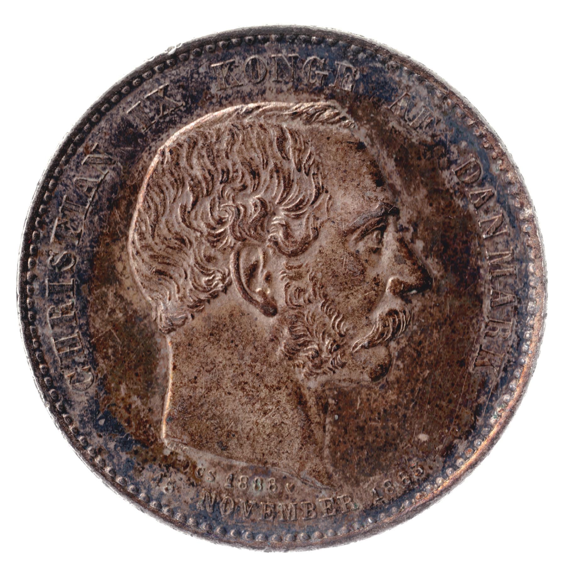 Denmark 2 Kroner Coin | Christian IX Anniversary of Reign | KM799 | 1888