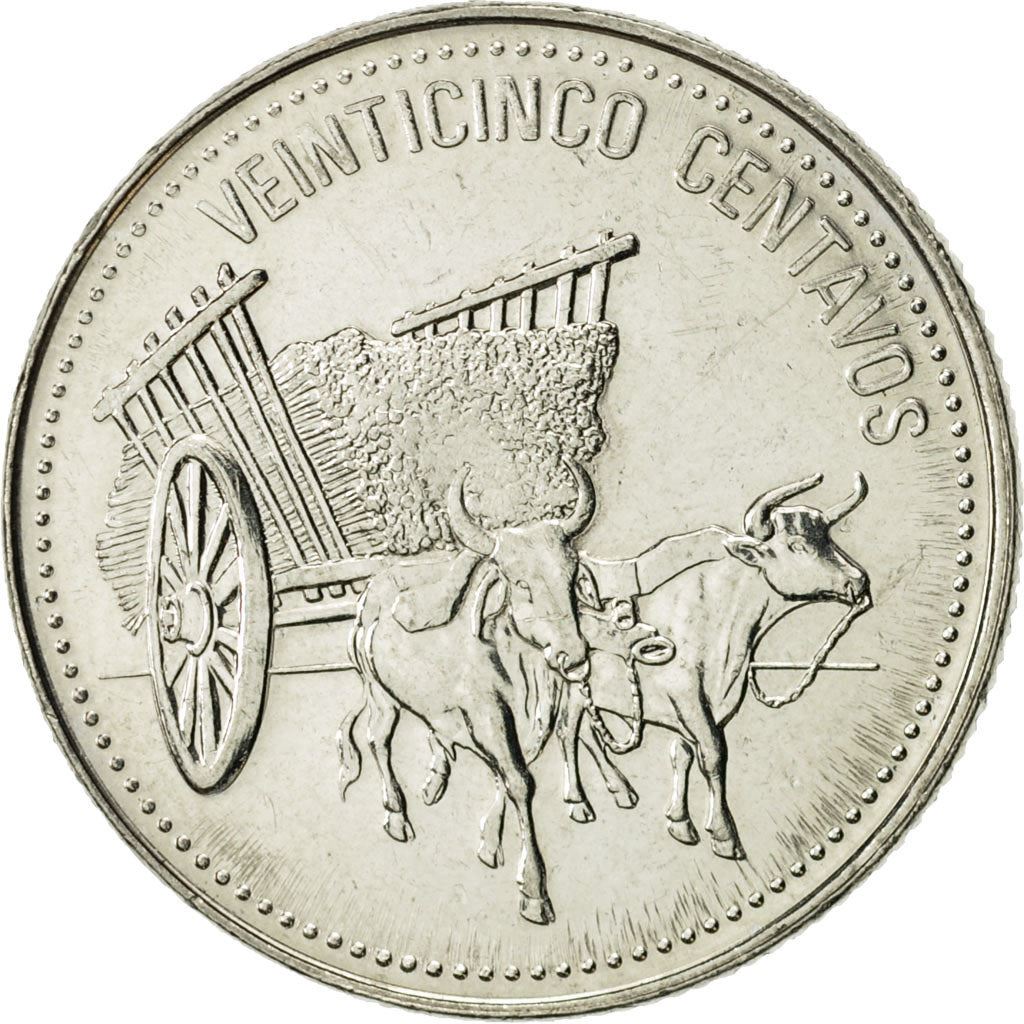 Dominican Republic | 25 Centavos Coin | Oxen | Cart | Km:71.2 | 1990