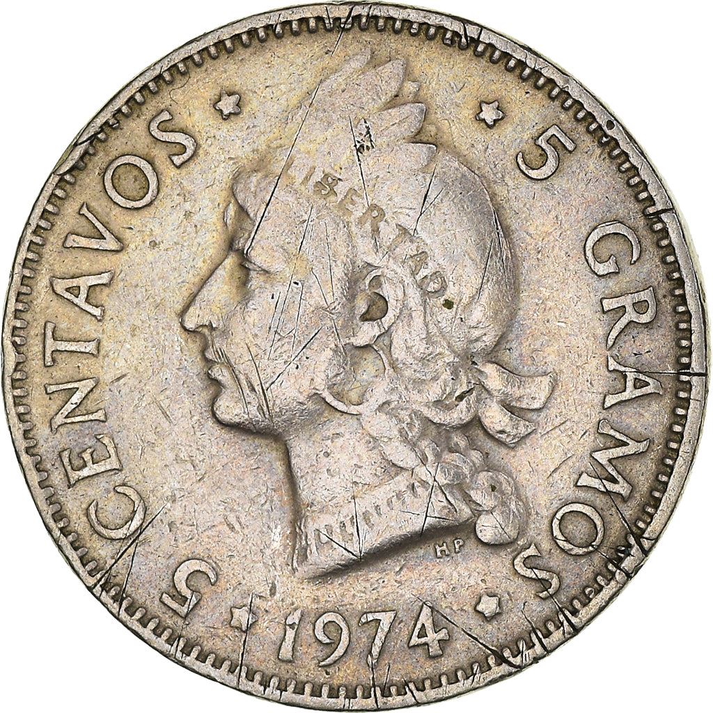 Dominican Republic 5 Centavos Coin | Liberty | KM18 | 1937 - 1974