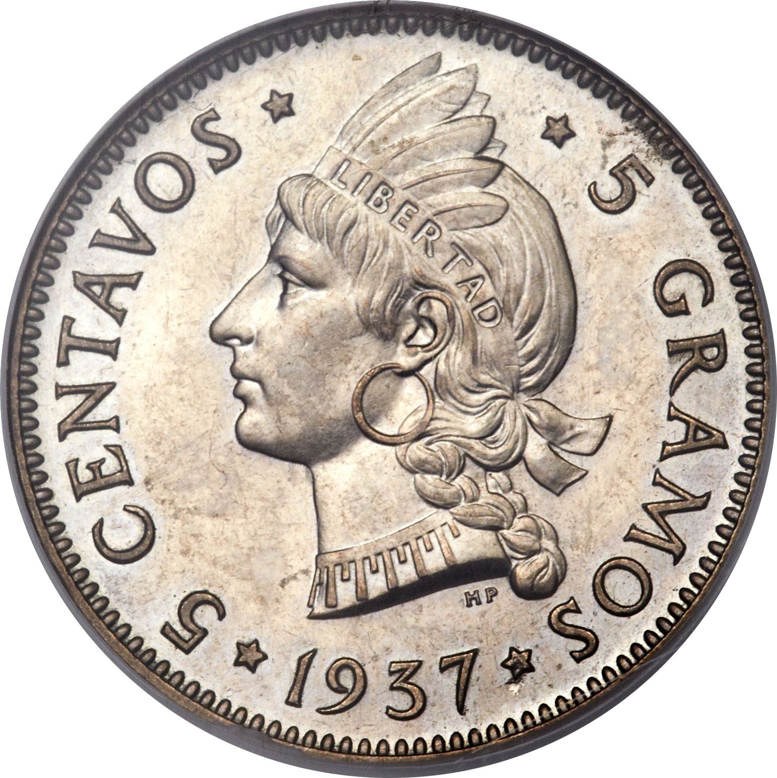 Dominican Republic 5 Centavos Coin | Liberty | KM18 | 1937 - 1974