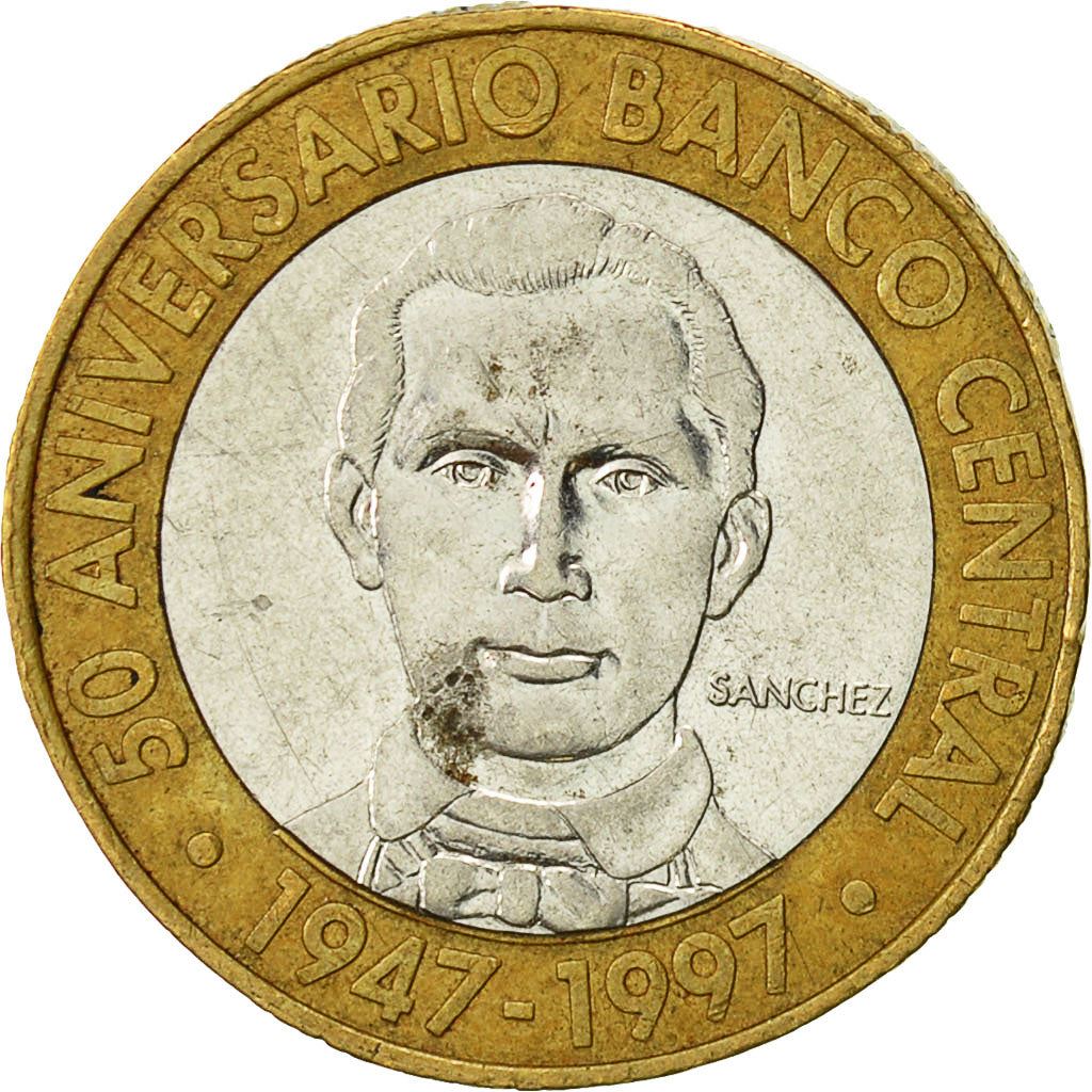 Dominican Republic | 5 Pesos Coin | Central Bank | Km:88 | 1997