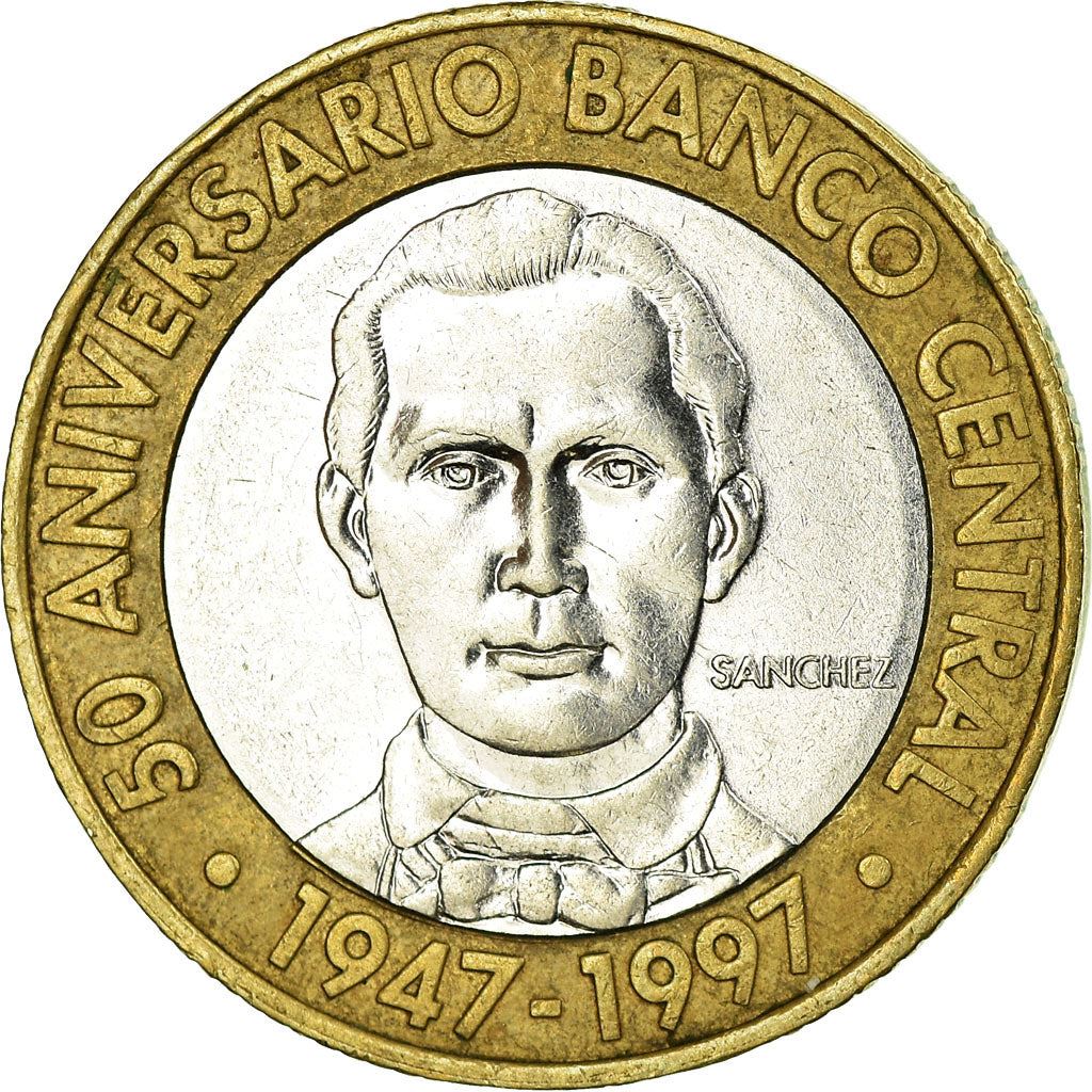 Dominican Republic | 5 Pesos Coin | Central Bank | Km:88 | 1997