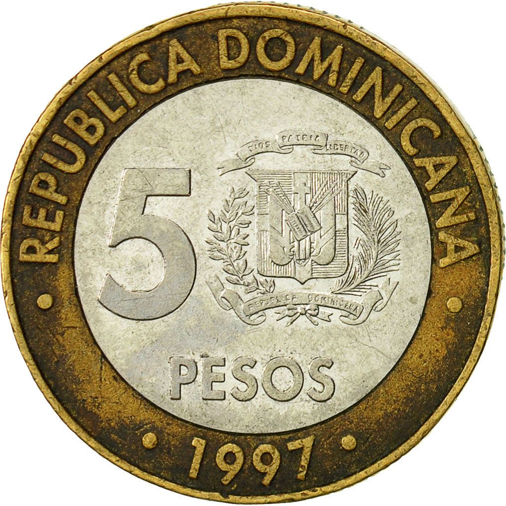 Dominican Republic | 5 Pesos Coin | Central Bank | Km:88 | 1997