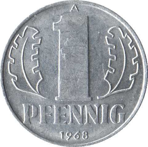 East German 1 Pfennig Coin | Hammer and Compass | Socialist Republic | German Democratic Republic | KM8 | 1960 - 1990