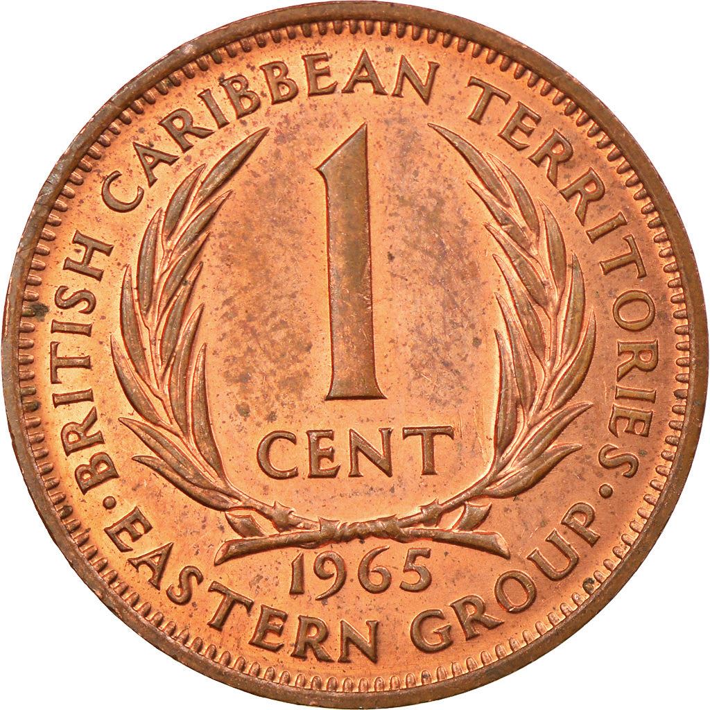 Eastern Caribbean States 1 Cent Coin | Queen Elizabeth II | Palm | KM2 | 1955 - 1965