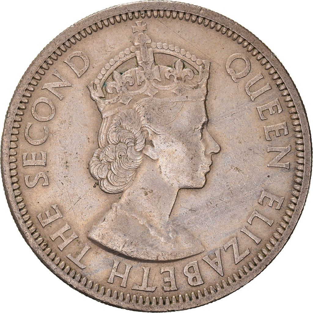 Eastern Caribbean States 50 Cents Coin | Queen Elizabeth II | Water Queen | Trident | Seahorse | KM7 | 1955 - 1965