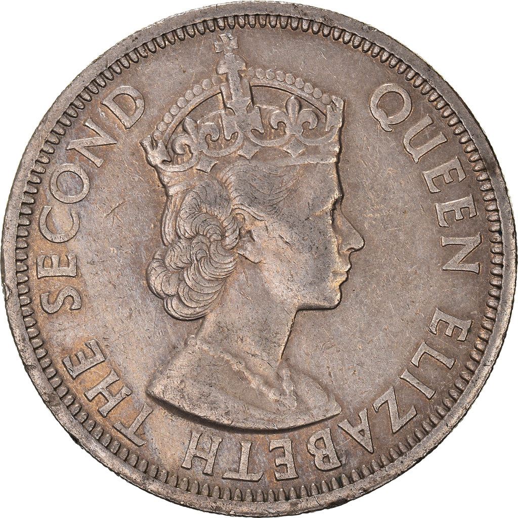 Eastern Caribbean States 50 Cents Coin | Queen Elizabeth II | Water Queen | Trident | Seahorse | KM7 | 1955 - 1965