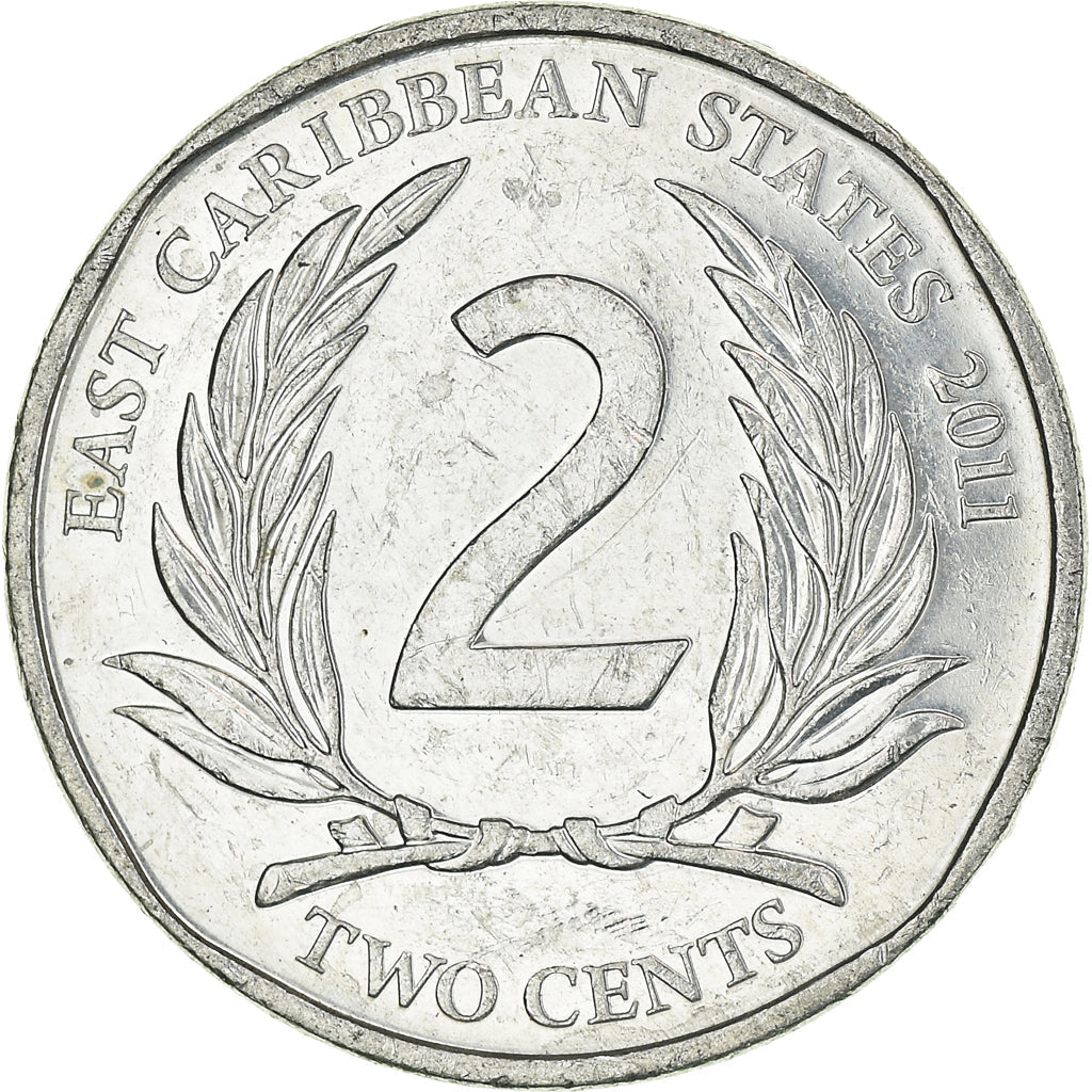 Eastern Caribbean States Coin 2 Cents | Queen Elizabeth II | Palm | KM35 | 2002 - 2011