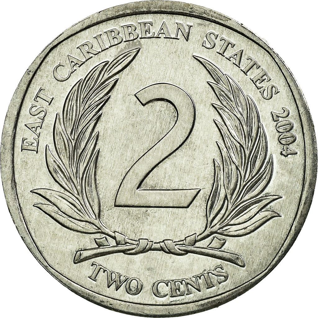 Eastern Caribbean States Coin 2 Cents | Queen Elizabeth II | Palm | KM35 | 2002 - 2011