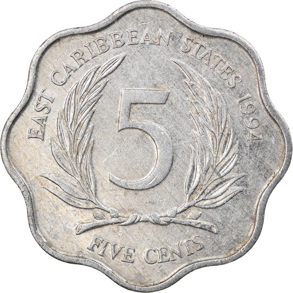 Eastern Caribbean States Coin 5 Cents | Queen Elizabeth II | Palm | KM12 | 1981 - 2000