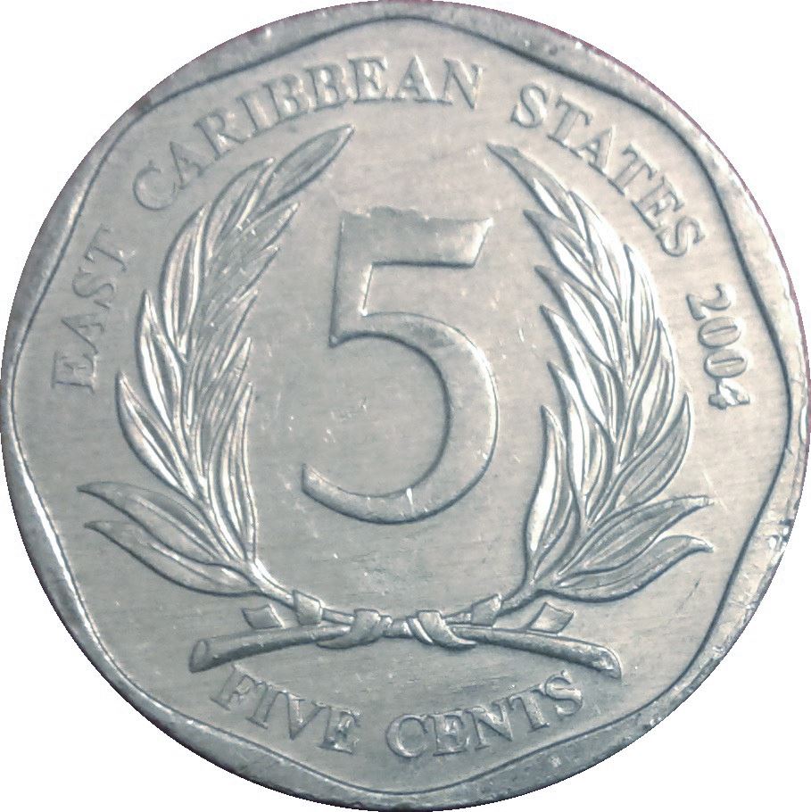 Eastern Caribbean States Coin 5 Cents | Queen Elizabeth II | Palm | KM36 | 2002 - 2019