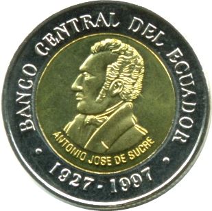 Ecuador 100 Sucres Coin | Central Bank | Antonio Jose de Sucre | KM101 | 1997